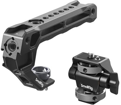 SMALLRIG Top Handle with Monitor Mount Kit, with 3/8-16 Locating Holes for ARRI, 5 Built-in Cold Shoe, 360° Swivel and 180° Tilt Adjustable Monitor Holder with Thumbscrew, Anti-Twist Design - 5322