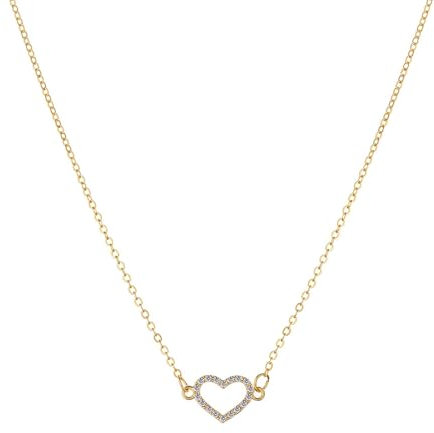 TENGEE 1 Stück Halskette Damen, Herz Kette Damen, Halskette Schmuck, HerzKette Silber, Einstellbar kette mit herz, Material Legierung, Geeignet Für Geschenk Für Frauen (Goldfarben)