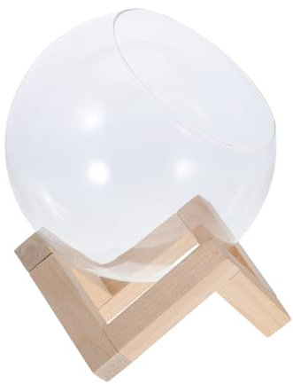Abaodam Glas Pflanzen Terrarium Mit Holzständer Dekorative Pflanzenvase Für Pflanzenvermehrung Transparentes Glasgefäß Für Hydroponik Für Wohnzimmer Und Garten
