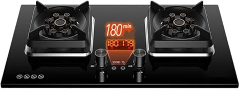 Réchaud À Gaz 5,2 KW - Plaque De Cuisson À Allumage Automatique À Deux Feux, Réchaud De Camping Portable À 2 Feux, Minuterie De 180 Minutes, Dispositif De Protection(NG)