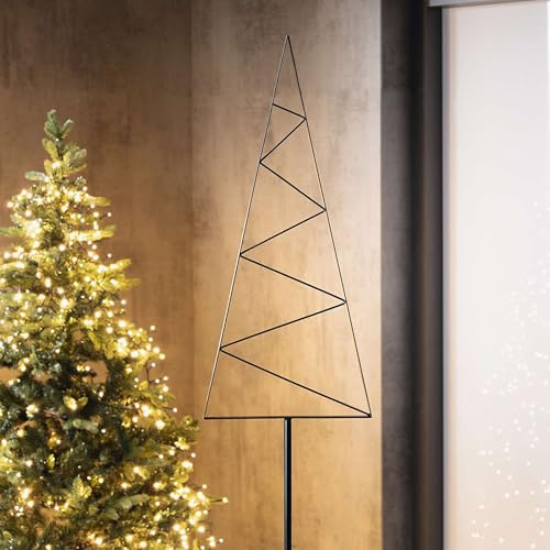 Dekoleidenschaft großer Gartenstecker Tanne aus Metall, schwarz, 180 cm hoch, Outdoor Weihnachtsbaum Alternative, Dekostecker, Gartendeko für Weihnachten