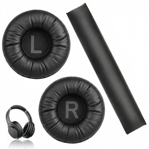 Almohadillas Auriculare Compatibles con JBL Tune 600BT T520BT T510BT T500BT | Espuma Viscoelástica 70mm Almohadillas Repuesto con Diadema de Repuesto Cómodo de Llevar Negro