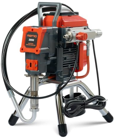 ASPRO 2000 Airless Farbsprühsystem Wandfarbe 2 l/min 227 bar Farbsprühgerät | Profi Hochdruck Airless Spritzgerät mit Kolbenpumpe für Farbe, Lack und Grundierung – Ganze Wohnung an einem Tag streichen