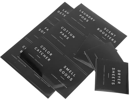 SHINEOFI 13-Pack Waterproof Laundry Bottle Labels, Black 2.5 Inch | Black minimalist stickers identify detergent and softener bottles; cleaning labels suit laundry rooms and bathroom storage