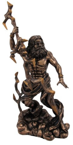 King Zeus Grecian God Throwing Lightning Resin Statue Figurine
