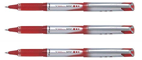 PILOT V-Ball grip Rollerball Pens 0.7mm Tip Red Ink (Pack of 3) Supplied Loose