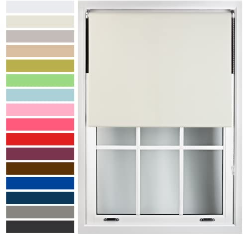 FURNISHED Custom-Made Premium Roller Blinds - Blackout Window Blinds with Metal Fittings - Thermal Insulated and Energy-Efficient - Made to Measure Cream, 120W x 165H cm