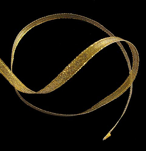 HAND ® 1 Roll appx 22m Gold/Silver Glitter Metallic Ribbon - Assorted Width (FG02 8mm Gold Sheer)