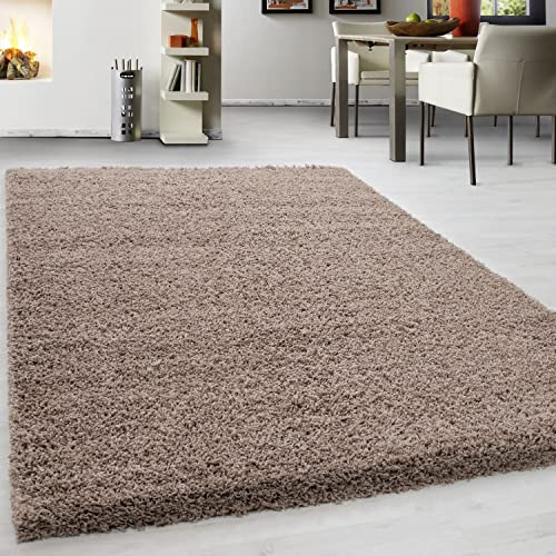 Teppium Moderner Hochflor Teppich Wohnzimmer 300x400 cm Beige - Shaggy Flauschiger Teppich, Extra Weich, Pflegeleicht und Einfarbig - für Schlafzimmer, Küche und Esszimmer