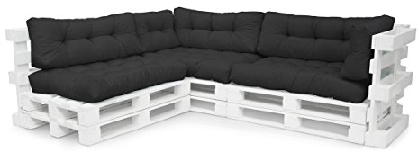 Spatium Palettenkissen Set Palettenauflage Palettenpolster Euro Palettenmöbel (Set C, Anthrazit)