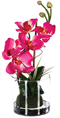 ATMOSPHERA CREATEUR D'INTERIEUR - Composizione di orchidee artificiali in vaso di vetro H37cm