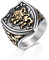 JewelryWe Schmuck Retro Herren-Ring Edelstahl Löwe Schild König Krone Biker Ring Siegelring Band Bandring mit Gravur Gold Silber Größe 65