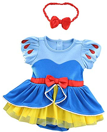Lito Angels Prinzessin Schneewittchen Kleid mit Stirnband für Baby Mädchen, Body Strampler Kostüm Verkleidung, Größe 6-9 Monate