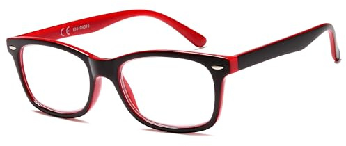 NEW VISION Lesebrille, Lesebrillen Damen, Übergroßer Quadrat Vintage Rahmen, Modischer Stil Lesehilfe für Damen Herren NV056 (+2.50,Rot)