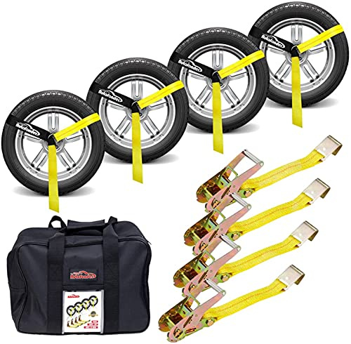Autofonder Car Hauler Tie Down Straps with Flat Hook 2inx10ft, Storage Bag