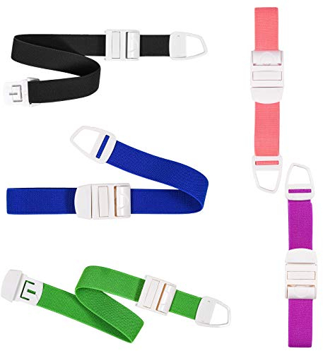 Paquete de 5 torniquetes para extracción de sangre, torniquetes ajustables, emergencia médica, primeros auxilios, liberación rápida, correa elástica al aire libre, banda de hebilla y clase de