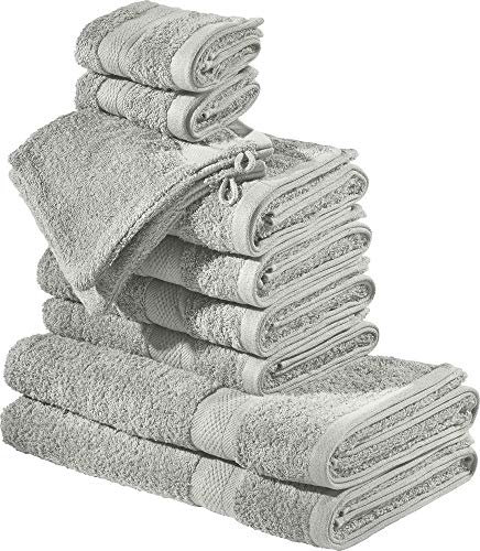REDBEST Frottier-Set 10-TLG. Chicago grau Größe - Handtuch, Duschtuch, Gästetuch, Waschhandschuh - saugstark, strapazierfähig, ideal für Reisen, Sport