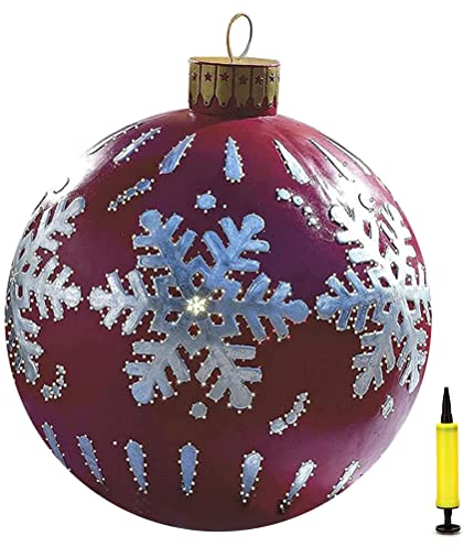 Settoo Weihnachtsdekorationen Weihnachten Aufblasbar Ball 60cm Aus PVC Christbaumkugel,Weihnachtskugel Personalisiert Baumschmuck Weihnachtskugeln (mit Inflatorzylinder)
