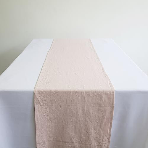 Decor Essentials Linen Stonewash Table Runners Cloths Wedding Decorative Tableware Settings Events (Pale Pink)