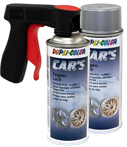 Car's Dupli Color 385919 Lot de 2 flacons de peinture pour jantes Argenté 400 ml Avec poignée pistolet