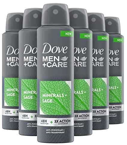 Dove Men+Care Deospray Talc Feel, mit 1/4 Feuchtigkeitscreme, Deodorant für Herren, Antitranspirant, alkoholfrei, hilft Reizungen zu reduzieren, bis zu 48 Stunden Schutz, 6 x 150 ml
