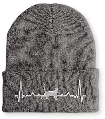 tshirtladen Heartbeat Katze Herzschlag Mütze Beanie für den Katzenfan, Farbe: Grau