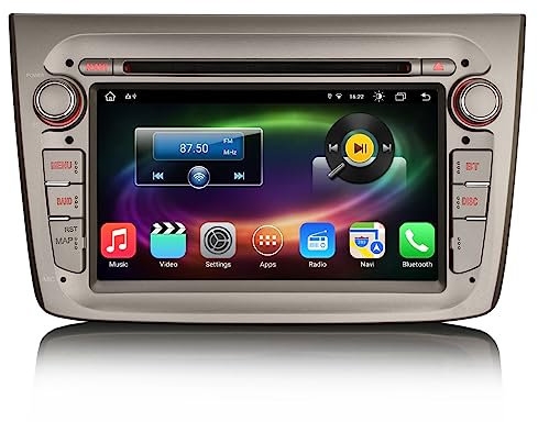 Erisin 7 pollici 8-Core 4GB+64GB Android 14 Autoradio Bluetooth GPS Navigatore per Alfa Romeo Mito 2008-2019 Supporta CarPlay senza fili Android Auto DSP WiFi 4G FM RDS DAB+ OBD2 USB CD DVD Canbus
