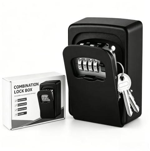 Scatola con serratura per chiavi da esterno, robusta e durevole per chiavi di casa, con capacità di 5 chiavi, per esterni, impermeabile, con codice ripristinabile, per casa, garage, Airbnb