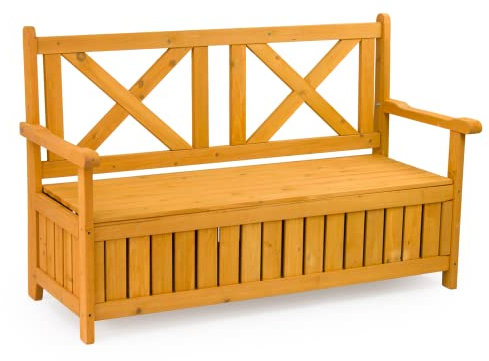 KCT Wooden Garden Bench 2 Seater with Built In Storage Outdoor Seat Tool Box Chest Seating Furniture