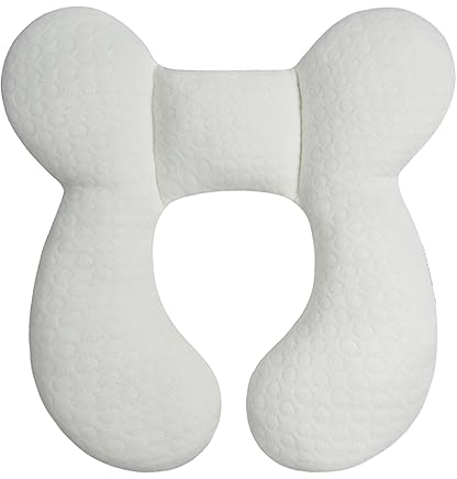 Blublu Park Baby-Kopfstützkissen für Neugeborene (verbessert), weiche Baumwolle, Baby-Reisekissen für Autositze und Kinderwagen für Babys, Weiß