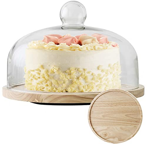 OLAMASA Kuchen Glasglocke Tortenständer mit Glocke Kuchenteller Kuchenplatte Kuchenglocke Glas Mit Fuß Multifunktional Glas Käseglocke Serviertablett Deko Glasglocke (A 18cm/7.08in)