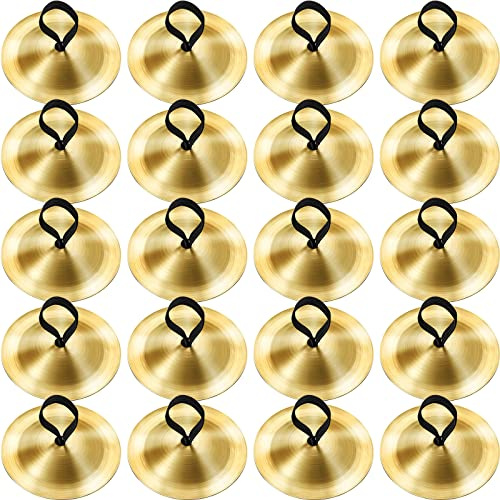 20 platillos de dedo para danza del vientre, instrumento musical Zills para bailar y bailar (dorado)