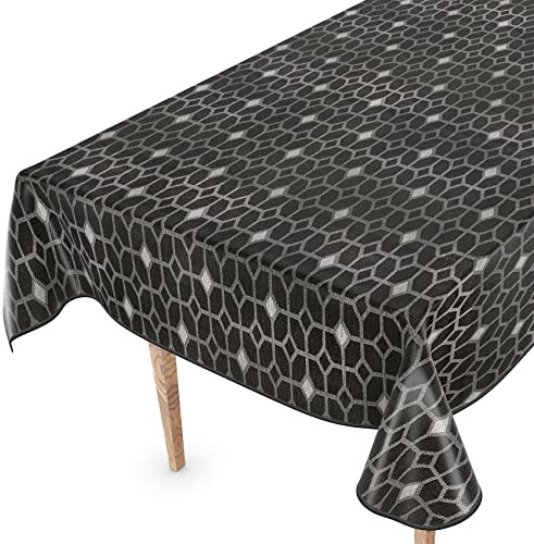 Wachstuchtischdecke Wachstuch Tischdecke abwaschbar Wachstischdecke Rechteck, rund, oval Premium Prägung Gartentischdecke Elegance 180x140cm mit Saum India