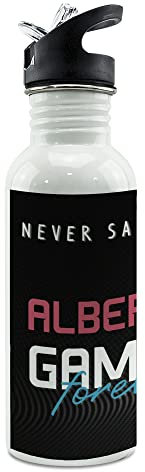 LolaPix Botella personalizada. Regalos personalizados para gamers. Botella acero inoxidable. Libre BPA. Capacidad 600ml. Botella Straw Stop. GAMER FOREVER