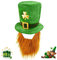 St. Patrick's Day Hut mit Bart, St. Patrick Kostüm, dunkelgrünes Kleeblatt, Samthüte für Party, Kostüm, irisches Festival, Zubehör für Männer und Frauen (Stil 1)
