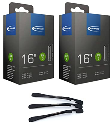2er Set Schwalbe Fahrrad Schlauch AV3 16 Zoll (47/62-305) Ventil 40mm inklusive 3 MSZweirad Reifenheber