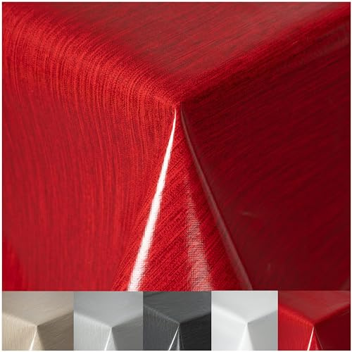 Wachstuchtischdecke Tischdecke abwaschbar PVC Plastik-Tischdecken Gartentischdecke RUND OVAL ECKIG Rechteckig Outdoor Wachs Tafeldecke (Rot, 160cm Rund)