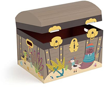 FOLDZILLA Schatztruhe 345 x 400 x 305 mm aus Pappe Schatzkiste, Piratenkiste für Kinder