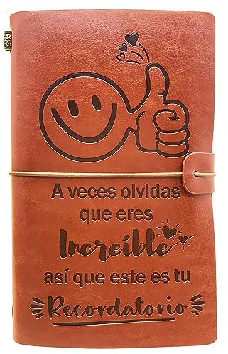 OMNIQI Regalos originales para mujer, Idea amigo invisible, cumpleaños, Diario de cuero inspiradores navidad para amigas profesores, graduacion de hija niña