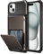 Coolden for iPhone 15 Case with Card Holder Wallet Case 4 Card Pocket Armor Shockproof Case Heavy Duty Hard Back TPU Bumber Flip Case Protective Case Cover for iPhone 15 Phone Case -Gun