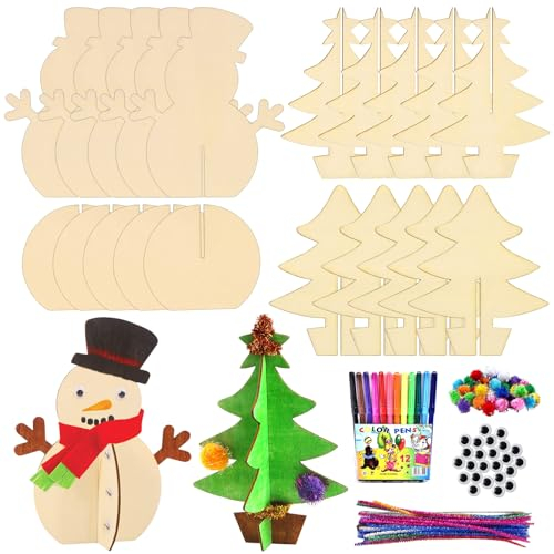 10 pezzi Decori Natalizi, Decorazioni Natalizie in legno, addobbi albero di natale, addobbi albero natale, ornamenti natalizi con matite colorate, decorazione natale per bambini, fai da te