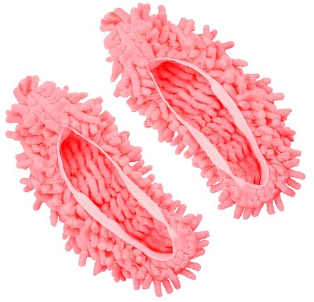 Rumyve 1 Pair of Mop Slippers,Creative Mop Shoe Covers,Multifunctional Dust socks for Cleaning Microfiber Feet On Home Office Bathroom Floors(Pink)