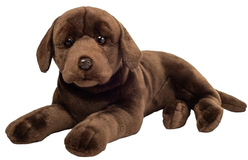Teddy Hermann 91988 Labrador liegend Schokobraun 50 cm, Kuscheltier mit idealem Recyclinganteil (Füllmaterial)