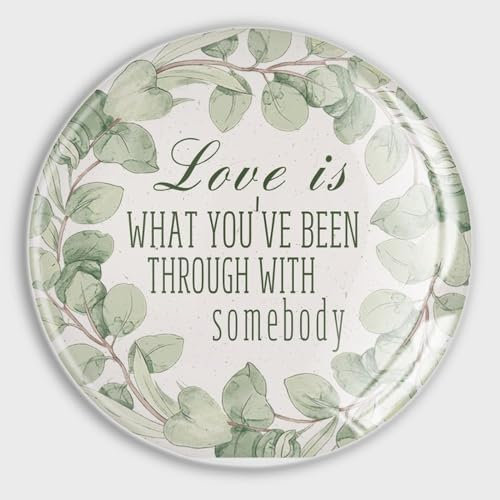 Freecustom Heart Warming Glass Fridge Magnets Love Is What You've Been through with Somebody Small Magnets Green Floral Wreath Decorative Magnets for Fridge Lovely Decor for Home 4 Pcs