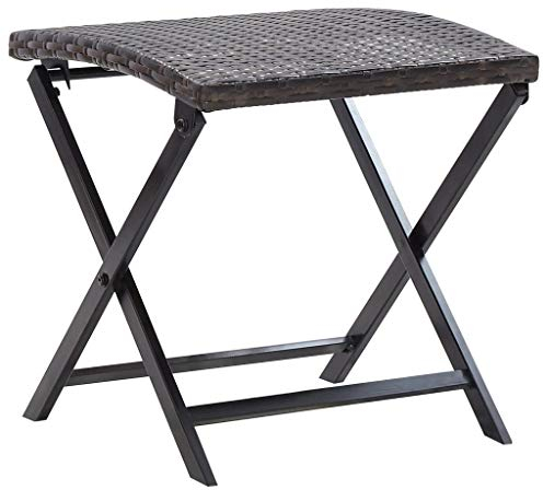 ZEYUAN Klapphocker, Hocker Garten, Hocker Outdoor, Kleiner Hocker, Gartenmöbel, Fußhocker Outdoor, Balkon Hocker, Poly Rattan Braun