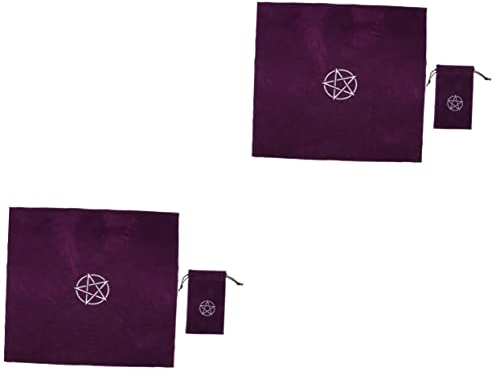 BESTonZON 2 Sätze Tarot-Karten-Tischdecke Tarot tischdecke wahrsagerin Tuch Tasche für Tarotkarten Tischtuchstütze für Wahrsagerei Tischdekoration tischdecken Tarot-Tischdecke Altarteppich