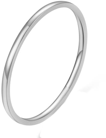 Beydodo Edelstahl Ringe Damen, Ring Personalisiert Schmal 1MM Glänzend Partnerringe Gold Silber Ringe Nickelfrei für Frauen Größe 49-62