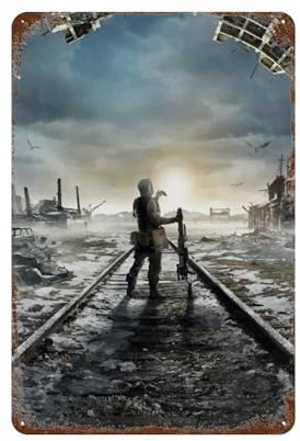 NRCKMIHRAE Videospiel-Metro-Exodus-Poster, Wanddekoration, Kunst, Metallblech-Poster, moderne Heimdekoration, Kunst, Metallposter, Hausbar, Ladendekorationen, Vintage-Schild, Geschenk, 30 x 20 cm
