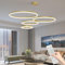 Mikeru Led Pendelleuchte, Gold Wohnzimmerlampe ø 30+40+60+80cm Verstellbare Runde Pendellampe, 105w 4-Ring Kreisförmige Led Hängelampe Mit Memory-Funktion 10%-100% Dimmbarer Kronleuchter Kücheninsel
