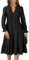 tiorhooe Robe à Manches Longues Femme Col en V Élegante Taille Haute Robe Manches Lanternes Robes Casual Flowy Robe Longue